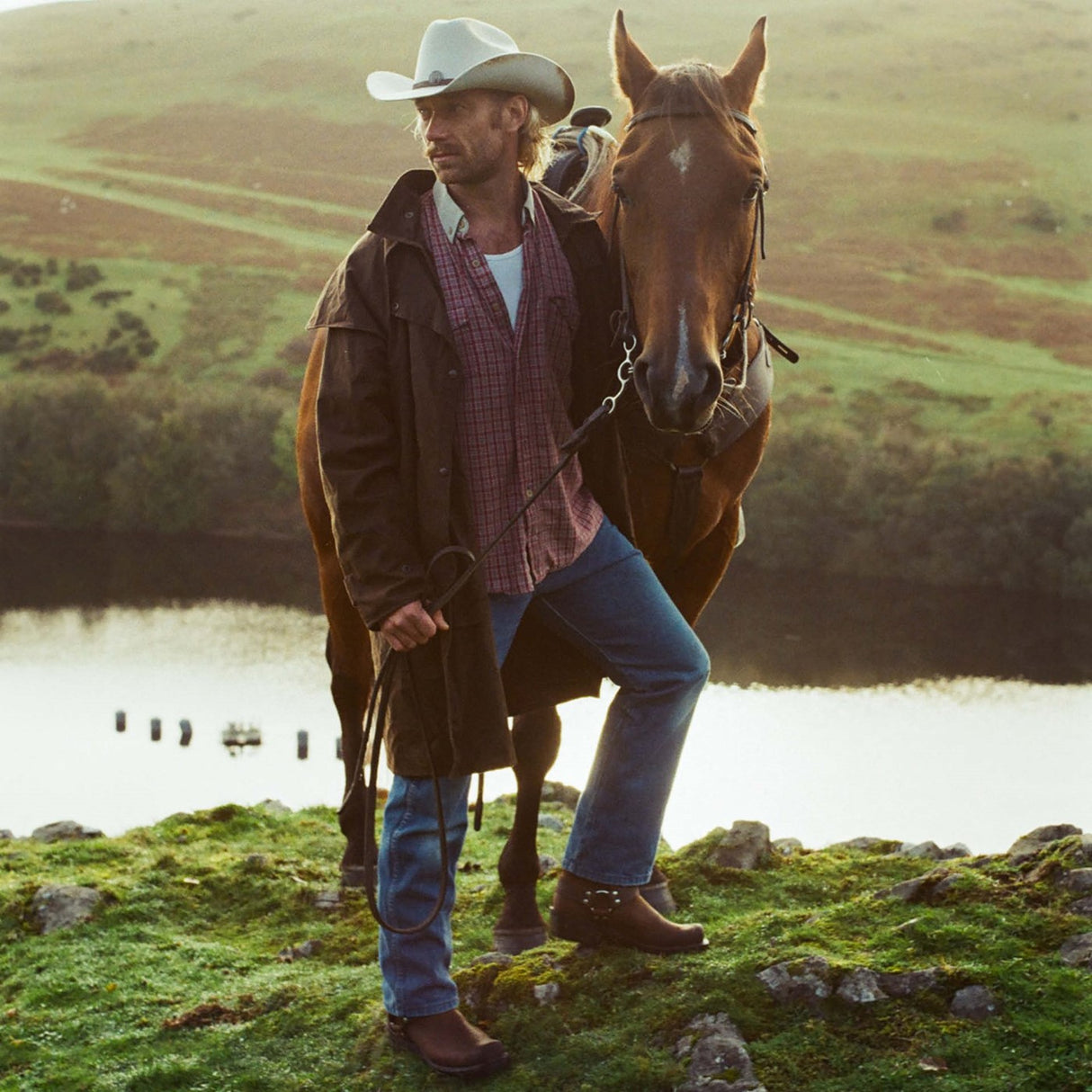 Men's Harness Biker Boots Distressed Brown