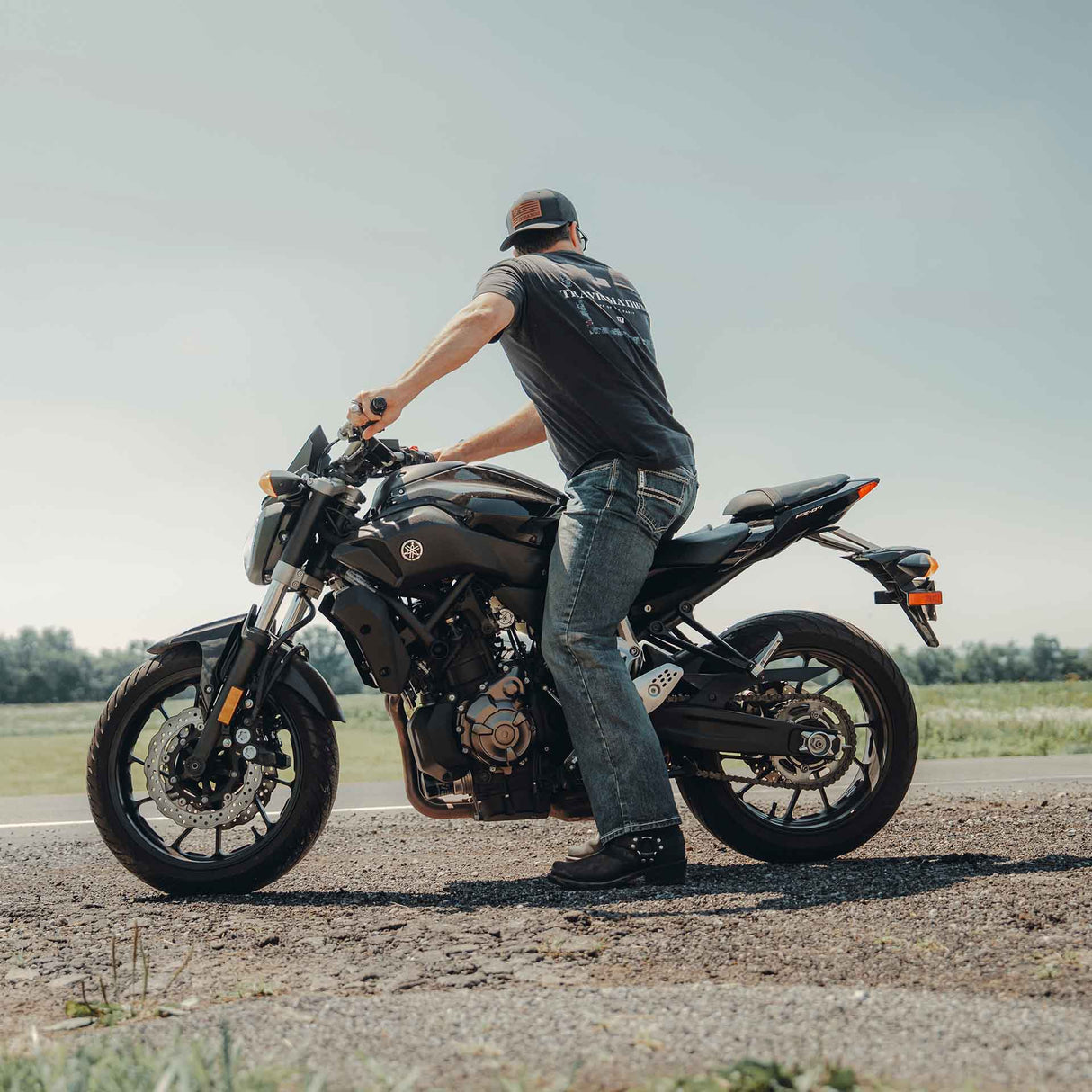Men's Harness Biker Boots Oiled Black