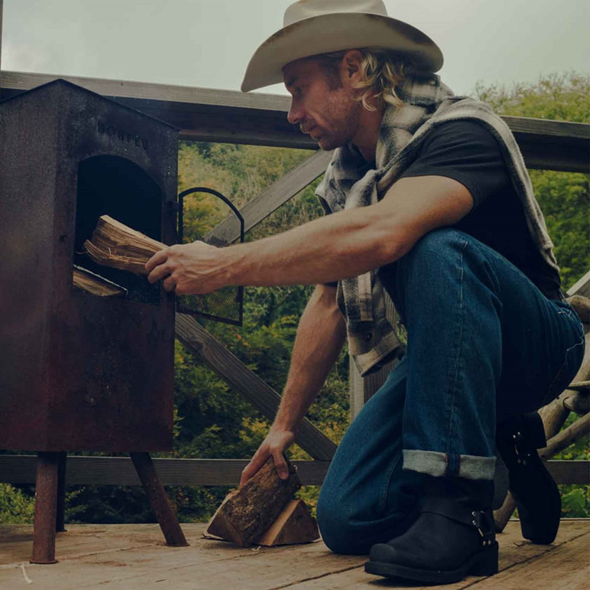 Men's Harness Biker Boots Oiled Black