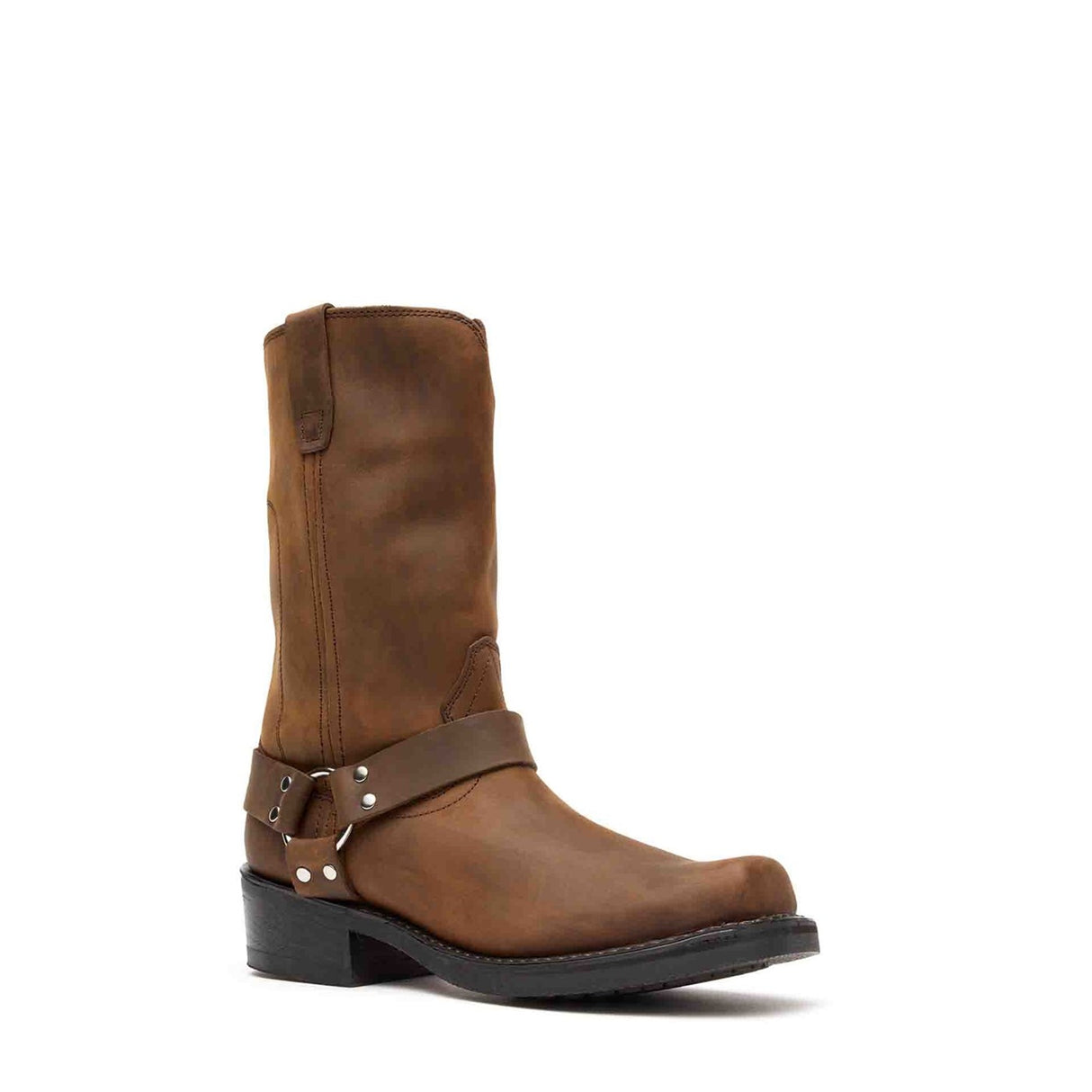 Men's Harness Biker Boots Distressed Brown