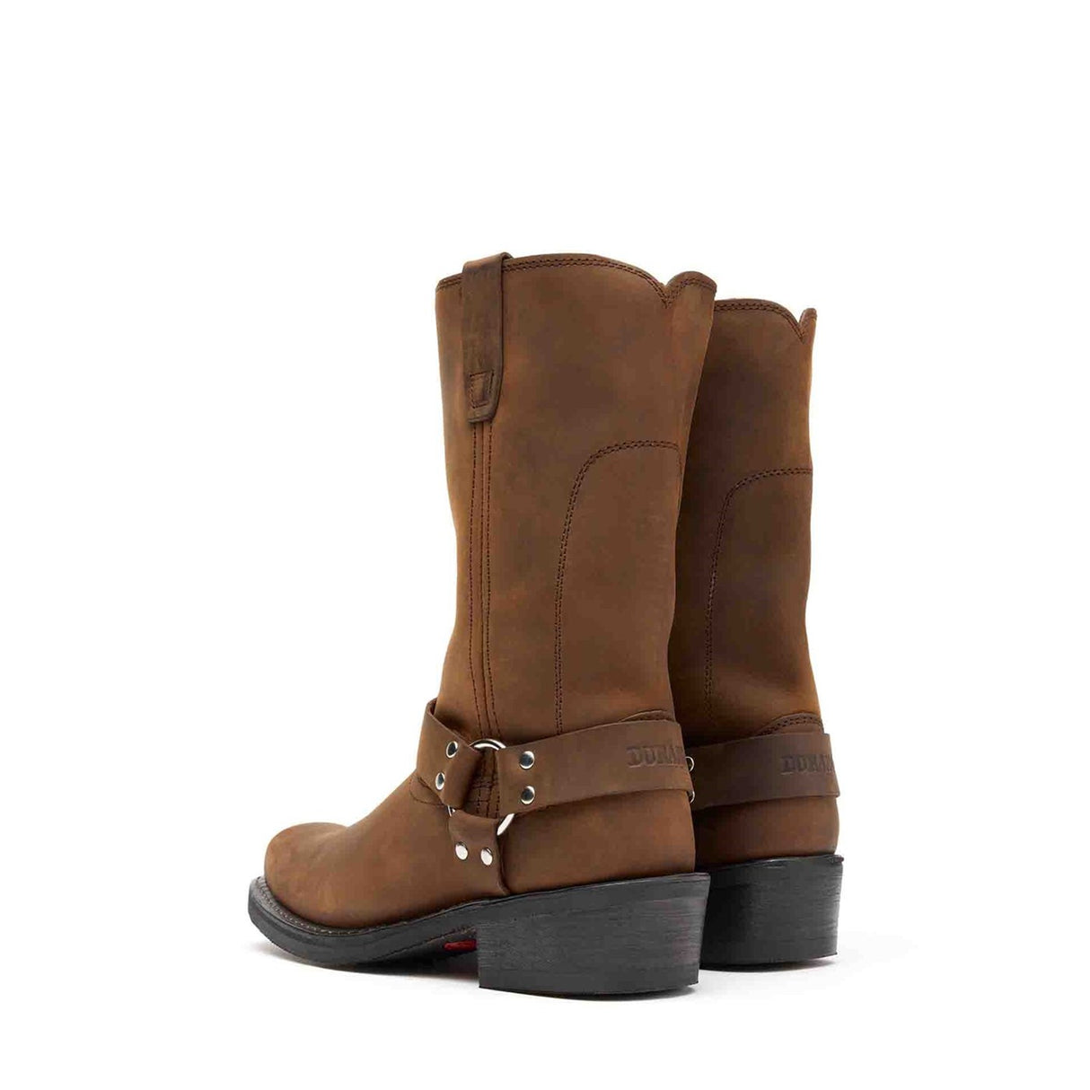 Men's Harness Biker Boots Distressed Brown