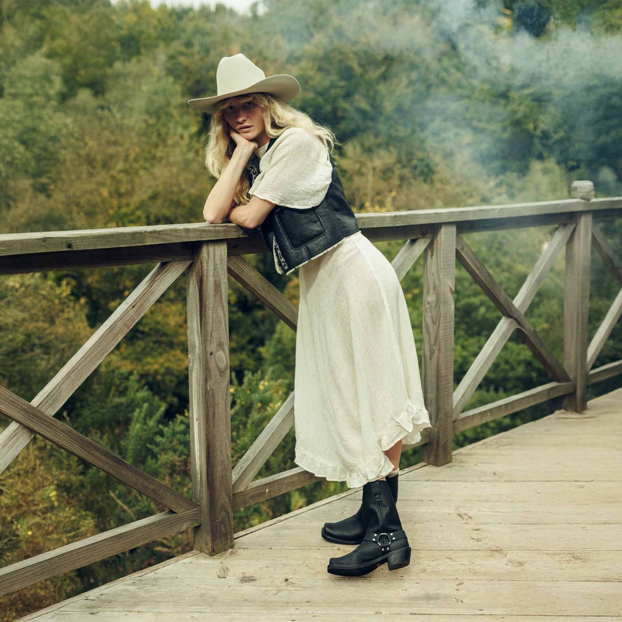 Women's Harness Biker Boots Black