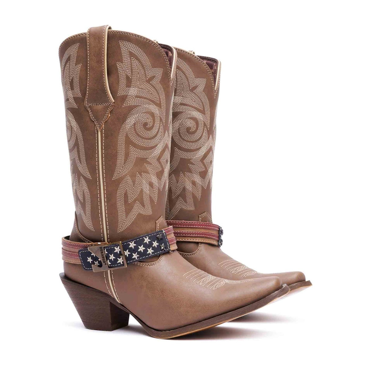 Women's Crush Flag Accessory Western Boots Brown Khaki