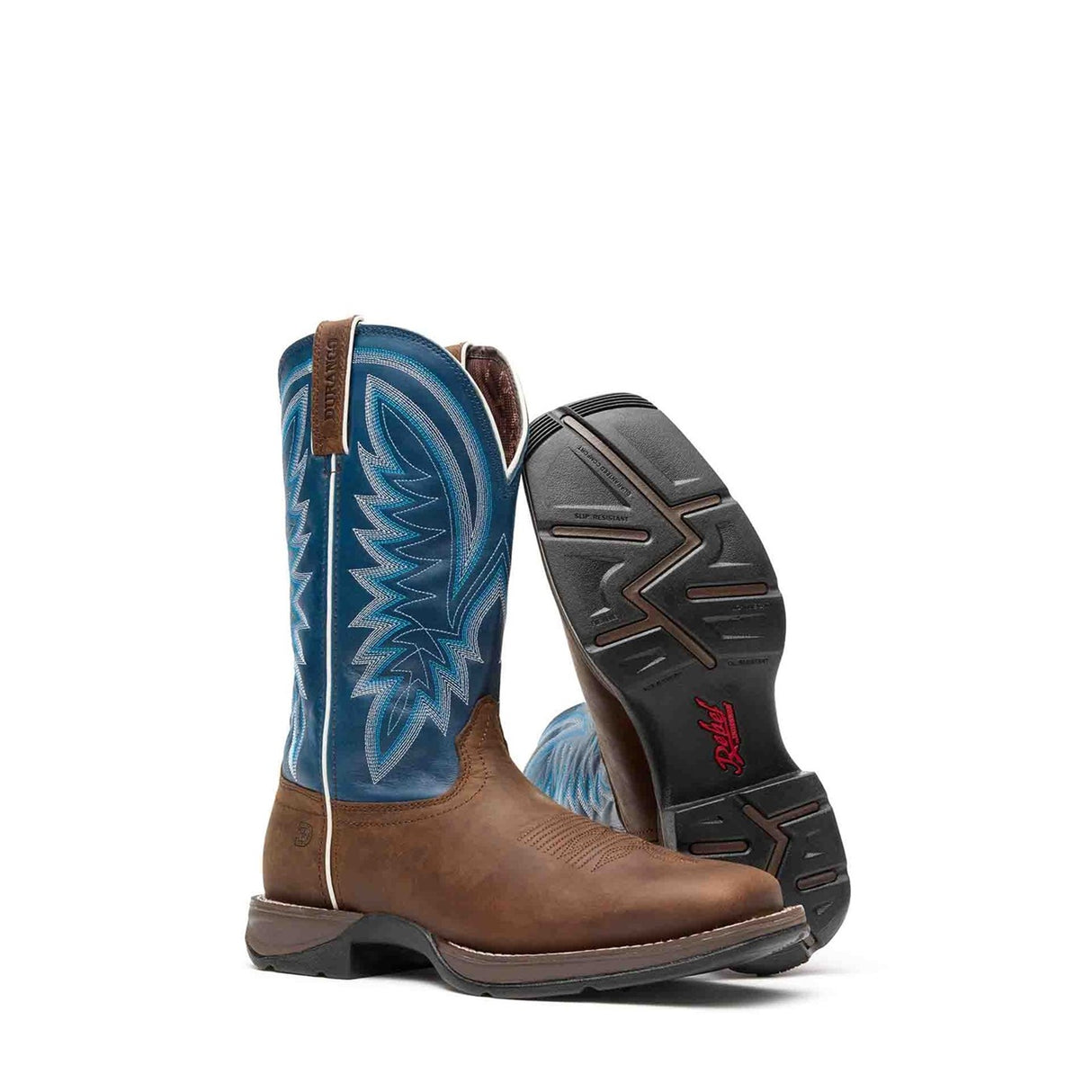 Men's Rebel Western Boots Saddle Brown and Denim Blue