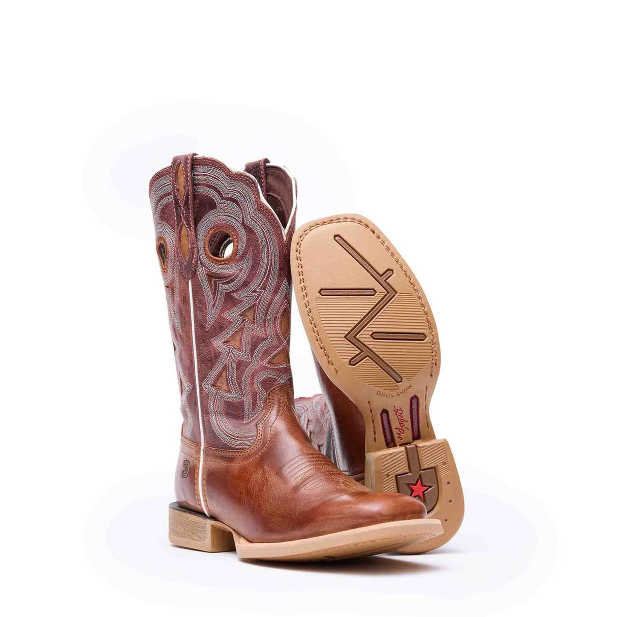Women's Lady Rebel Pro Western Boots Dusty Brown Sky Blue