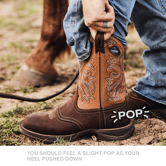 YOU SHOULD FEEL A SLIGHT POP AS YOUR HEEL PUSHED DOWN
