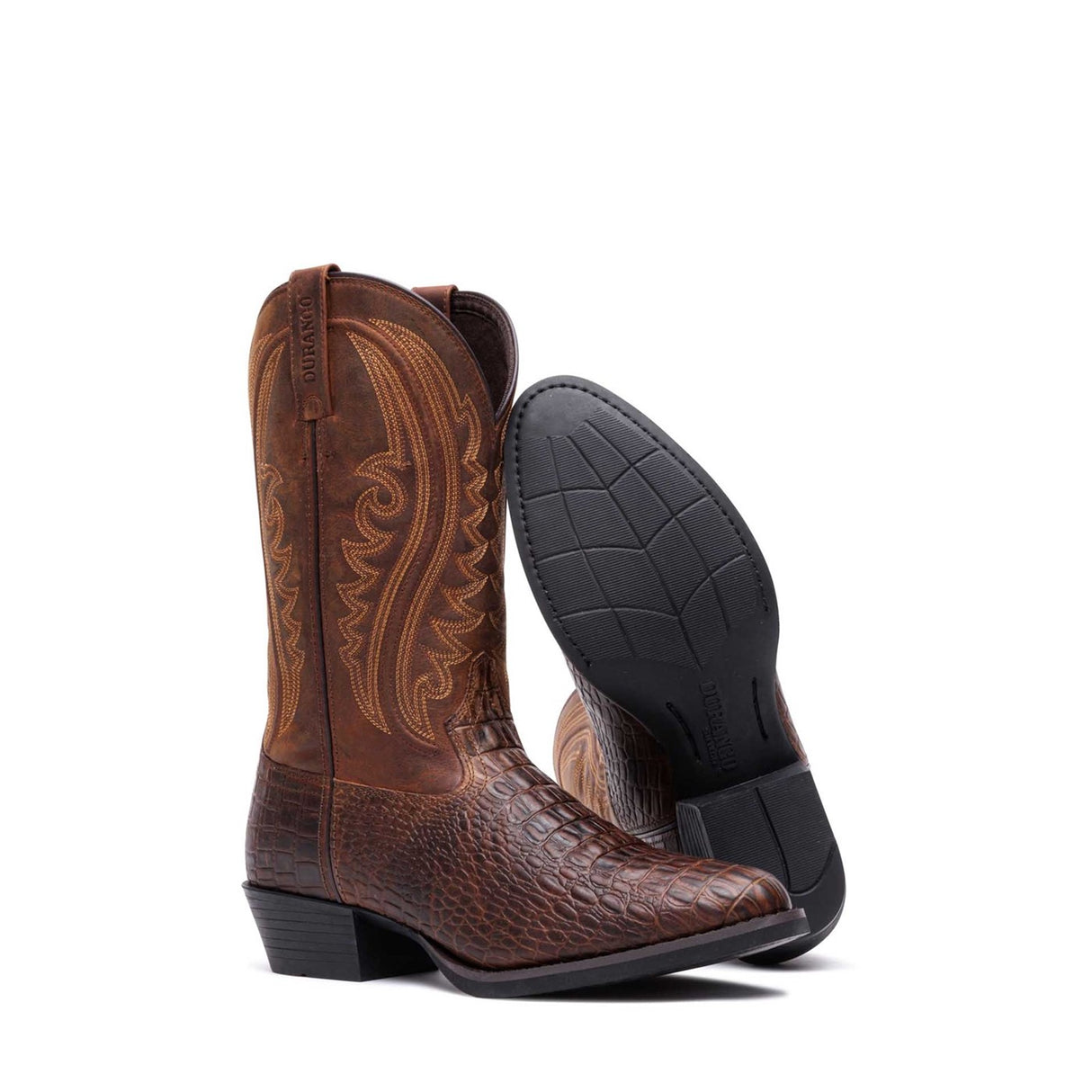 Men's Shyloh Western Boots Cigar Croco Trail Brown