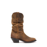 Women's Slouch Western Boots Distressed Tan