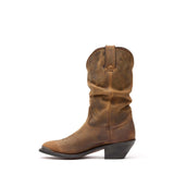 Women's Slouch Western Boots Distressed Tan